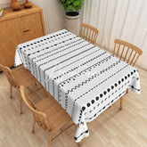 Aperturee - Aperturee Black Lines Dots Simple White Rectangle Tablecloth