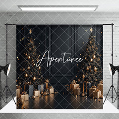 Aperturee - Aperturee Black Marble Floor Bokeh Christmas Room Set Backdrop