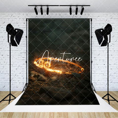 Aperturee - Aperturee Black Monkey Burning Golden Hoop Game Party Backdrop