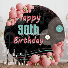 Aperturee - Aperturee Black Musical Disco Round Happy 30th Birthday Backdrop