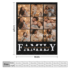 Aperturee - Aperturee Black Personalized Family Photo Warm Text Blanket
