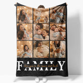 Aperturee - Aperturee Black Personalized Family Photo Warm Text Blanket