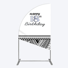 Aperturee - Aperturee Black Polynesian Patterns 18th Birthday Half Moon Arch Backdrop