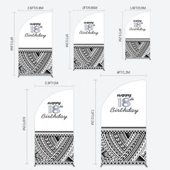 Aperturee - Aperturee Black Polynesian Patterns 18th Birthday Half Moon Arch Backdrop