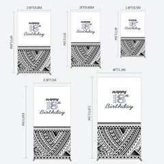 Aperturee - Aperturee Black Polynesian Patterns 18th Birthday Rectangle Backdrop