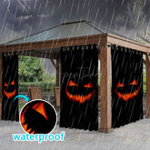 Aperturee - Aperturee Black Pumpkin Waterproof Printed Outdoor Curtains