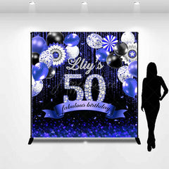 Aperturee - Aperturee Black Purple Balloons Custom 50th Birthday Backdrop