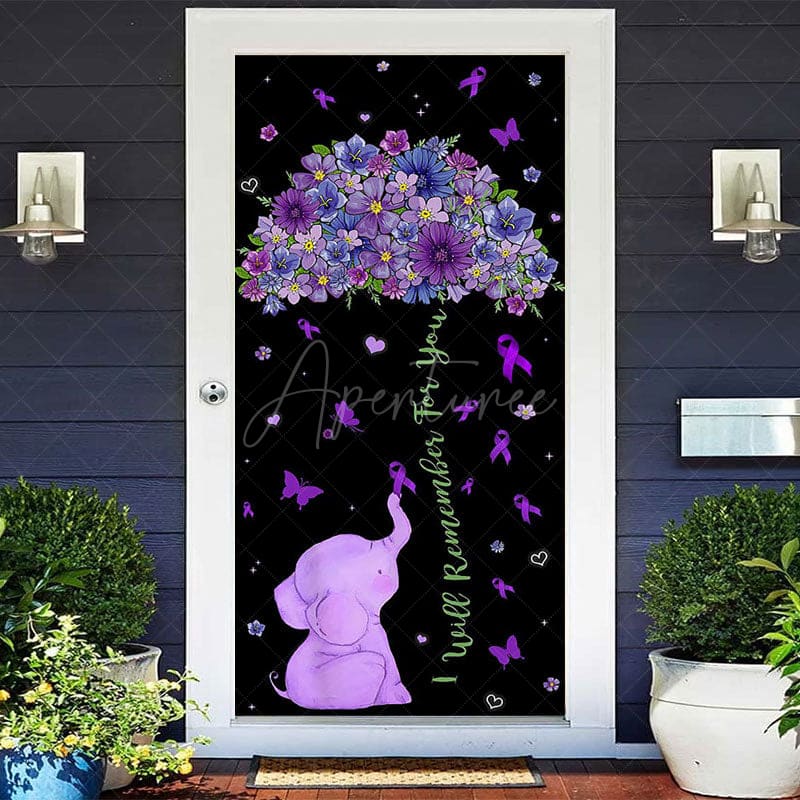 Aperturee - Aperturee Black Purple Floral Butterfly Elephant AD Door Cover