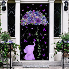 Aperturee - Aperturee Black Purple Floral Butterfly Elephant AD Door Cover