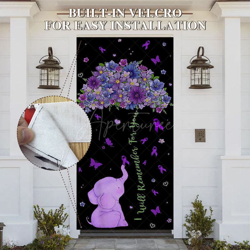 Aperturee - Aperturee Black Purple Floral Butterfly Elephant AD Door Cover