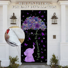 Aperturee - Aperturee Black Purple Floral Butterfly Elephant AD Door Cover