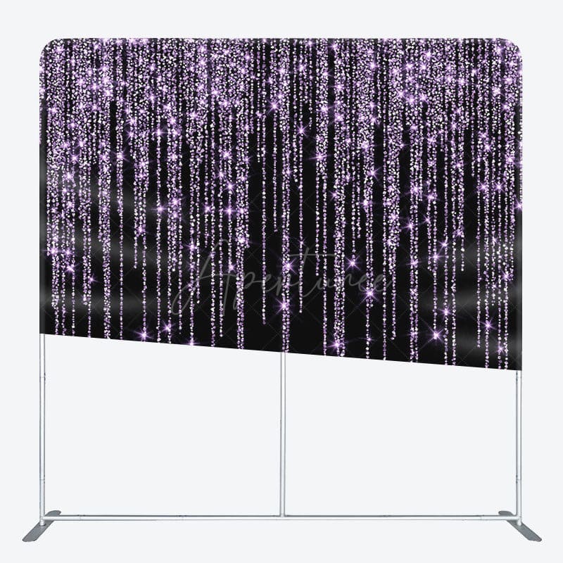 Aperturee - Aperturee Black Purple Sparkle Party Square Tension Backdrop