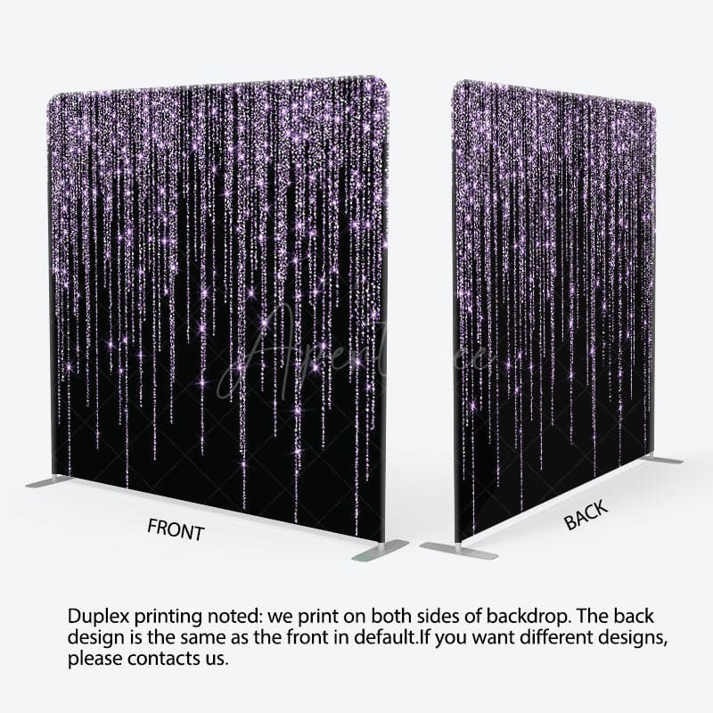 Aperturee - Aperturee Black Purple Sparkle Party Square Tension Backdrop