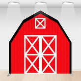 Aperturee - Aperturee Black Red Farm House Barn Door Arch Birthday Backdrop