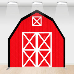 Aperturee - Aperturee Black Red Farm House Barn Door Arch Birthday Backdrop