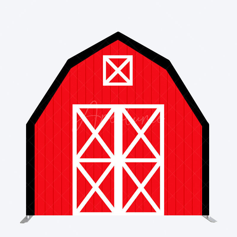Aperturee - Aperturee Black Red Farm House Barn Door Arch Birthday Backdrop