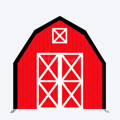 Aperturee - Aperturee Black Red Farm House Barn Door Arch Birthday Backdrop