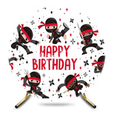 Aperturee - Aperturee Black Red Ninja Darts Games Round Birthday Backdrop