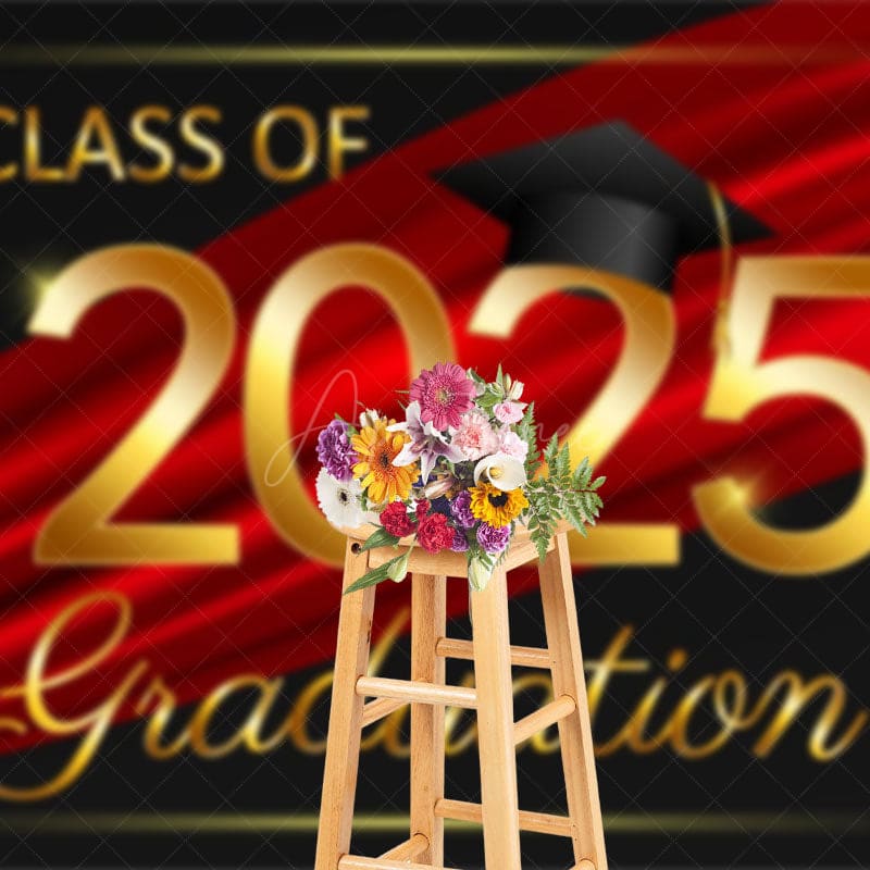 Aperturee - Aperturee Black Red Ribbon Celebrate Grad Ceremony Backdrop