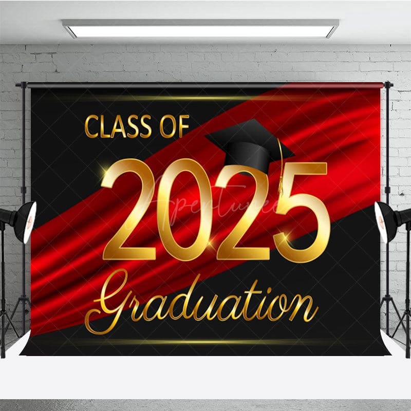 Aperturee - Aperturee Black Red Ribbon Celebrate Grad Ceremony Backdrop
