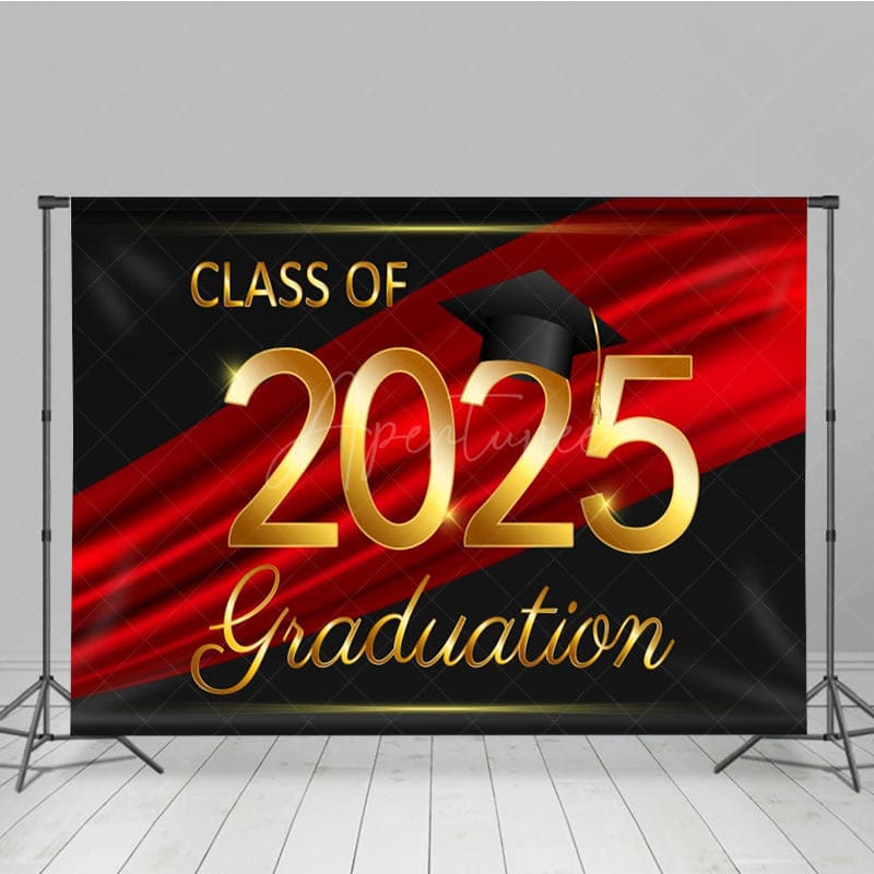Aperturee - Aperturee Black Red Ribbon Celebrate Grad Ceremony Backdrop