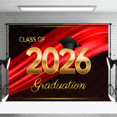 Aperturee - Aperturee Black Red Ribbon Celebrate Grad Ceremony Backdrop