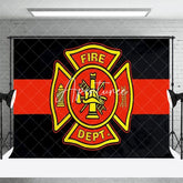 Aperturee - Aperturee Black Red Yellow Fire Station Logo Backdrop For Party