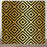 Aperturee - Aperturee Black Rhombus Patchwork Pattern Gold Backdrop Decor