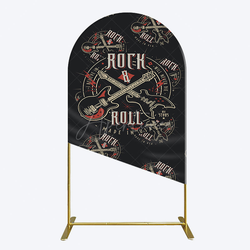 Aperturee - Aperturee Black Rock Roll Logo Birthday Party Arch Backdrop