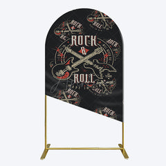 Aperturee - Aperturee Black Rock Roll Logo Birthday Party Arch Backdrop