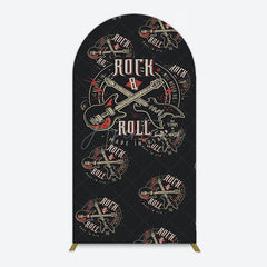 Aperturee - Aperturee Black Rock Roll Logo Birthday Party Arch Backdrop