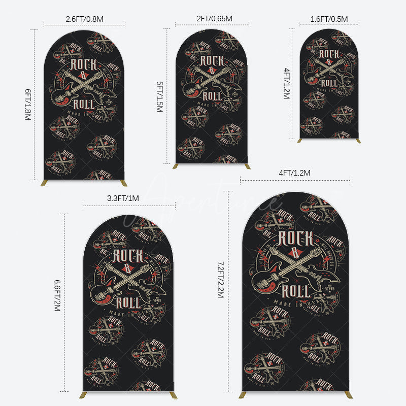 Aperturee - Aperturee Black Rock Roll Logo Birthday Party Arch Backdrop