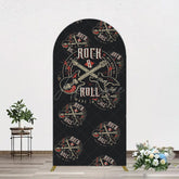 Aperturee - Aperturee Black Rock Roll Logo Birthday Party Arch Backdrop