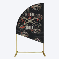 Aperturee - Aperturee Black Rock Roll Logo Birthday Party Half Moon Arch Backdrop