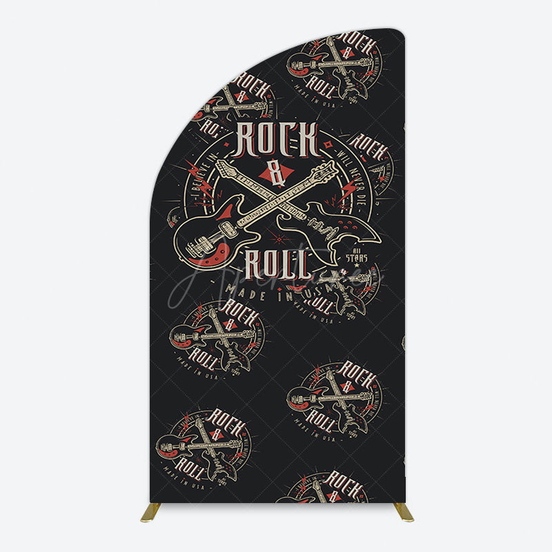 Aperturee - Aperturee Black Rock Roll Logo Birthday Party Half Moon Arch Backdrop