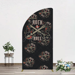 Aperturee - Aperturee Black Rock Roll Logo Birthday Party Half Moon Arch Backdrop