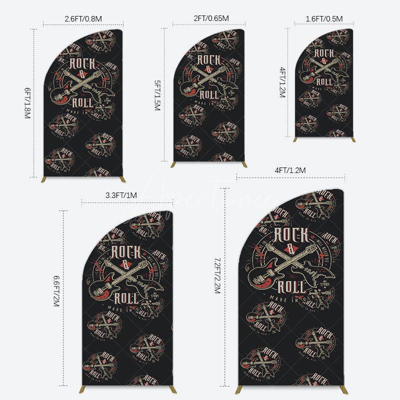 Aperturee - Aperturee Black Rock Roll Logo Birthday Party Half Moon Arch Backdrop