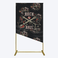 Aperturee - Aperturee Black Rock Roll Logo Birthday Party Rectangle Backdrop
