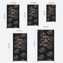 Aperturee - Aperturee Black Rock Roll Logo Birthday Party Rectangle Backdrop