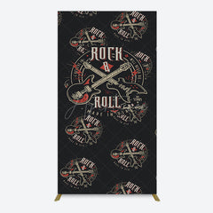 Aperturee - Aperturee Black Rock Roll Logo Birthday Party Rectangle Backdrop