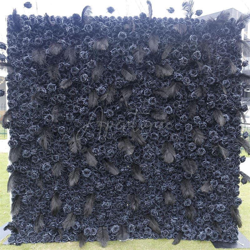 Aperturee - Aperturee Black Rose Artificial Flower Wall Birthday Decor