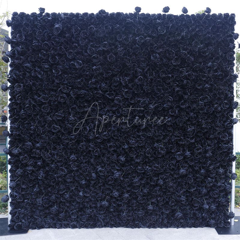 Aperturee - Aperturee Black Rose Faux Flower Backdrop For Birthday Decor