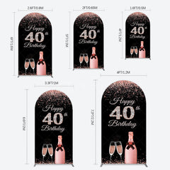 Aperturee - Aperturee Black Rose Gold Glitter 40th Birthday Arch Backdrop