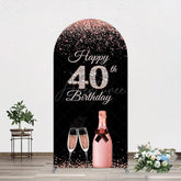 Aperturee - Aperturee Black Rose Gold Glitter 40th Birthday Arch Backdrop