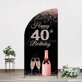 Aperturee - Aperturee Black Rose Gold Glitter 40th Birthday Half Moon Arch Backdrop