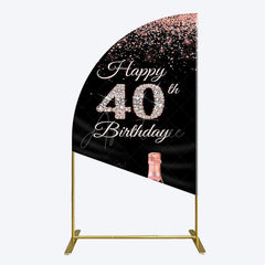 Aperturee - Aperturee Black Rose Gold Glitter 40th Birthday Half Moon Arch Backdrop