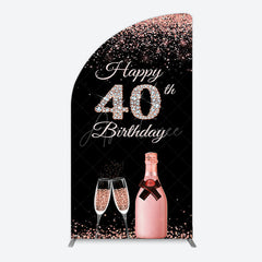 Aperturee - Aperturee Black Rose Gold Glitter 40th Birthday Half Moon Arch Backdrop