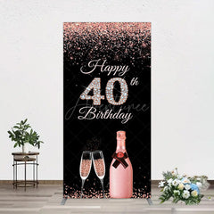 Aperturee - Aperturee Black Rose Gold Glitter 40th Birthday Rectangle Backdrop