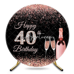 Aperturee - Aperturee Black Rose Gold Glitter Round 40th Birthday Backdrop