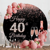 Aperturee - Aperturee Black Rose Gold Glitter Round 40th Birthday Backdrop
